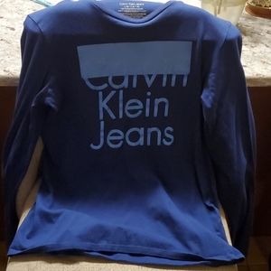 Boys lg blue calvin Klein long sleeve tee